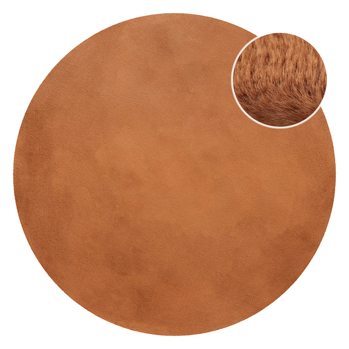 Anna Teppich terracotta Hochflor rund