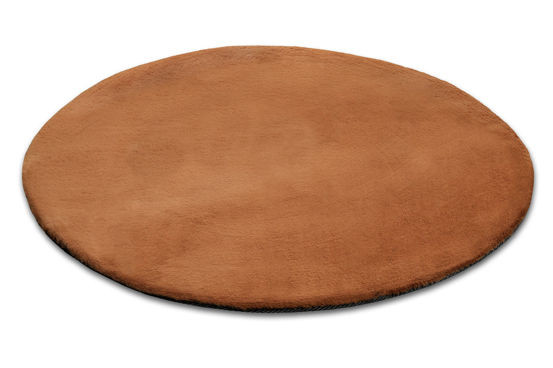 Anna Teppich terracotta Hochflor rund