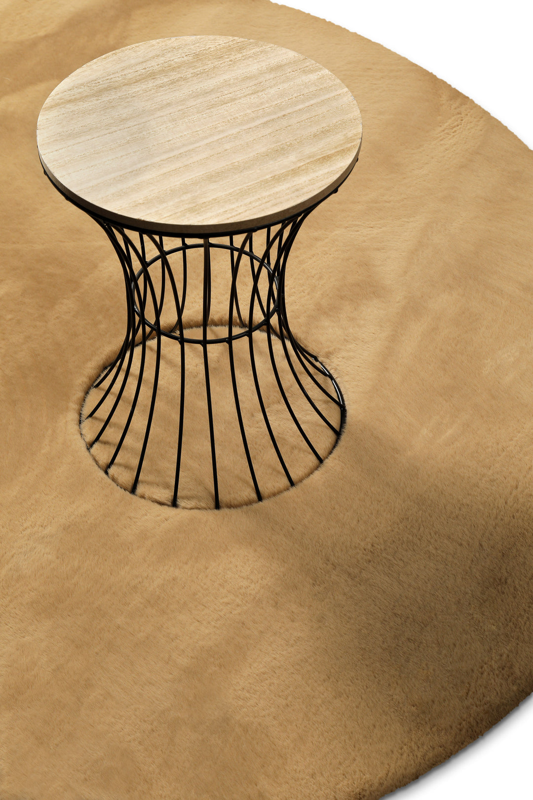 Anna Teppich sand Hochflor rund