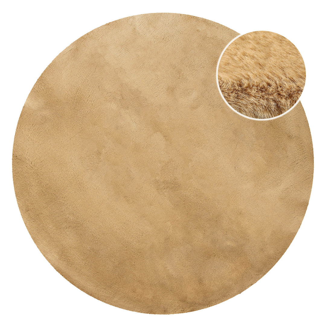 Anna Teppich sand Hochflor rund