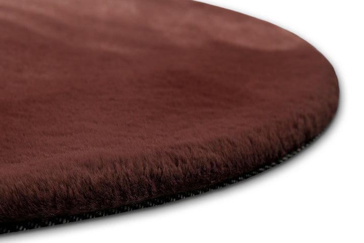 Anna Teppich bordeaux Hochflor rund