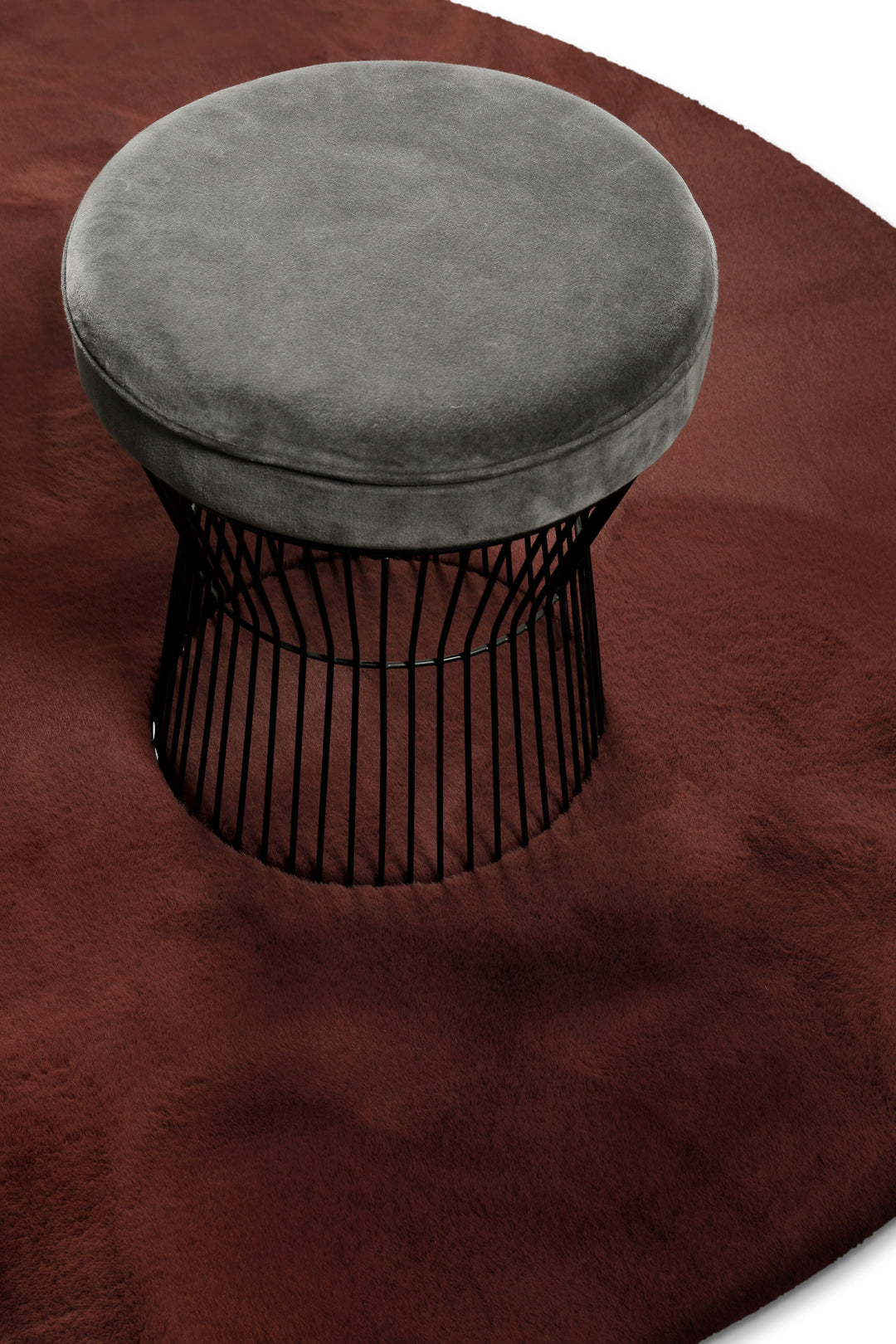 Anna Teppich bordeaux Hochflor rund