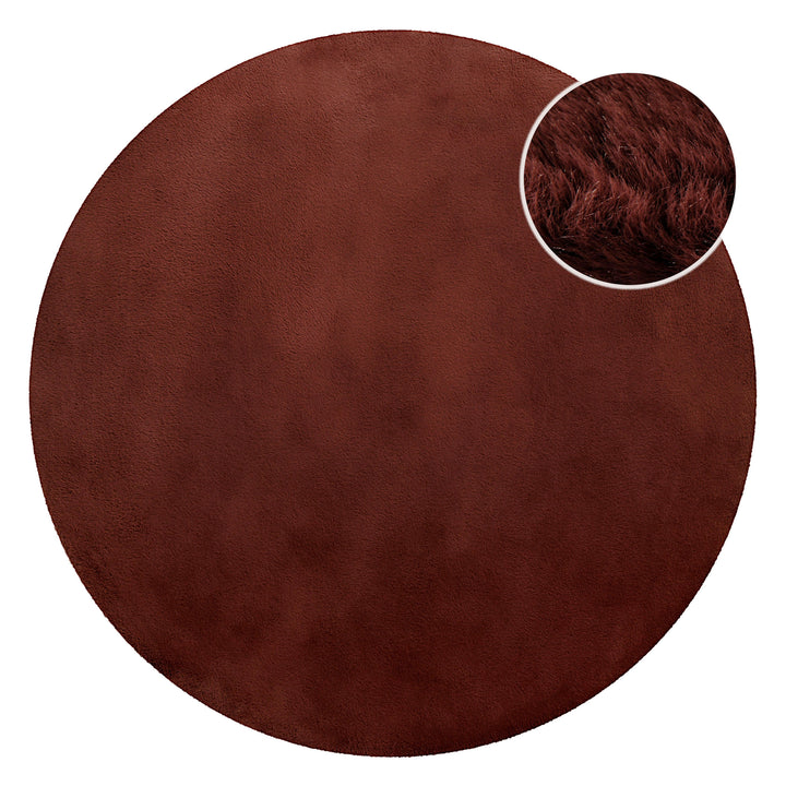 Anna Teppich bordeaux Hochflor rund