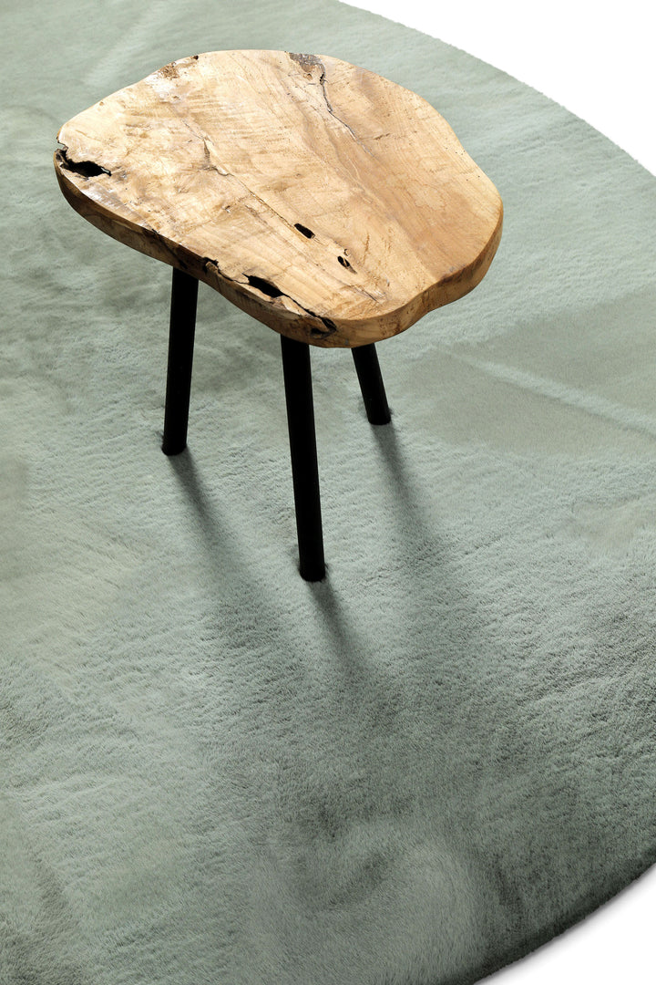 Anna Teppich türkis Hochflor rund