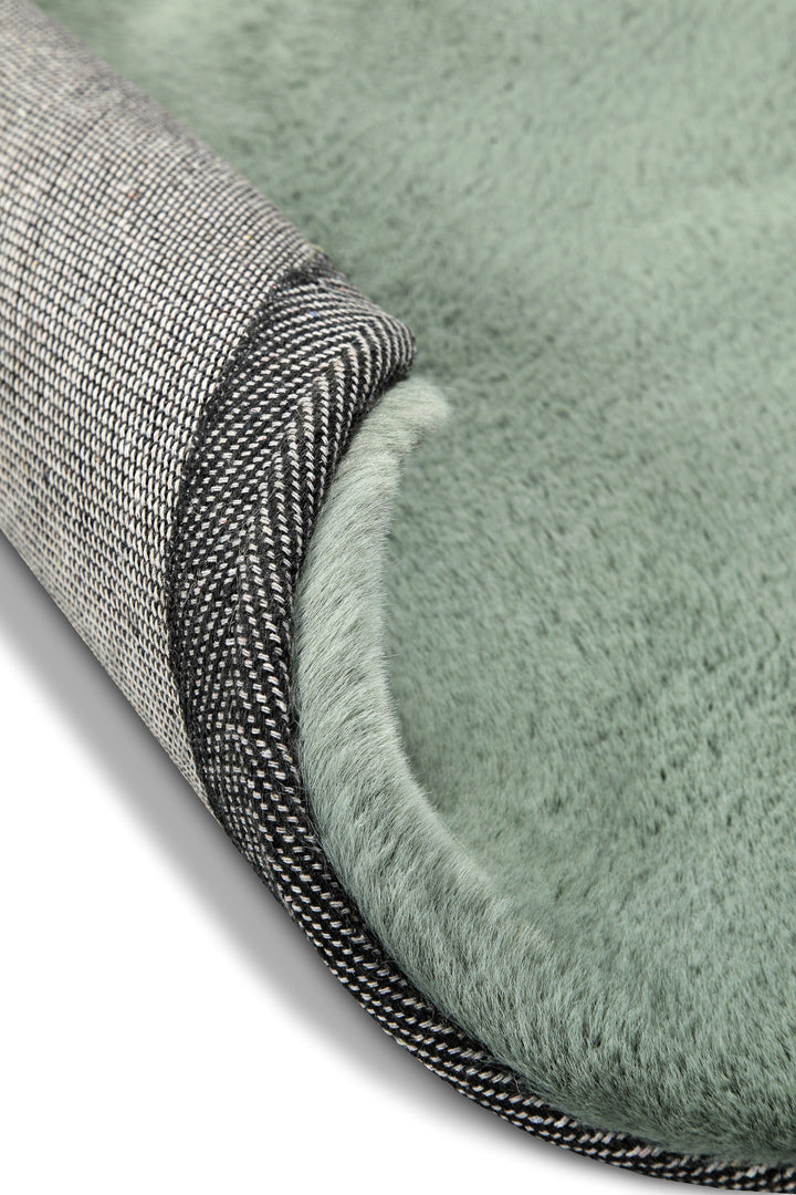 Anna Teppich türkis Hochflor rund