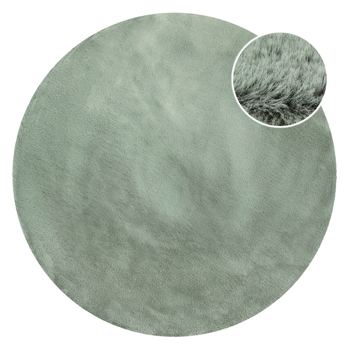 Anna Teppich türkis Hochflor rund
