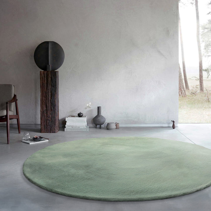 Kunstfell Teppich Rund Türkis flauschig und weich "Anna" WECONhome Basics