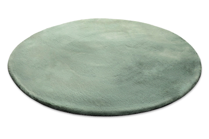 Anna Teppich türkis Hochflor rund