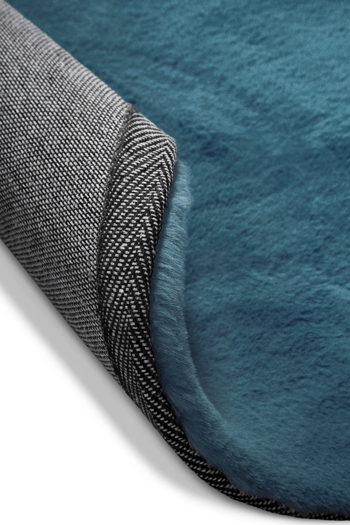 Anna Teppich petrol Hochflor rund