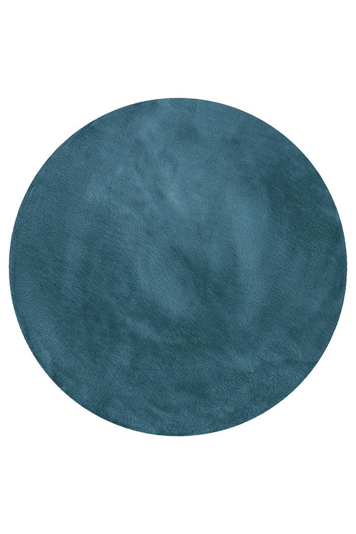 Anna Teppich petrol Hochflor rund