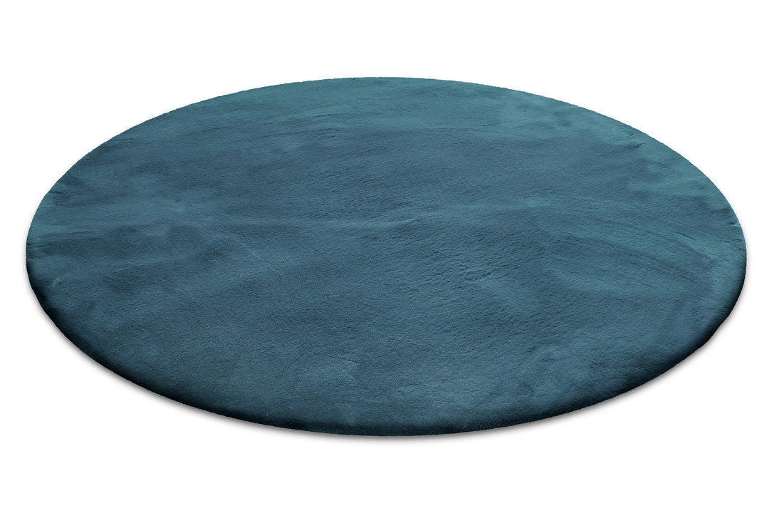Anna Teppich petrol Hochflor rund