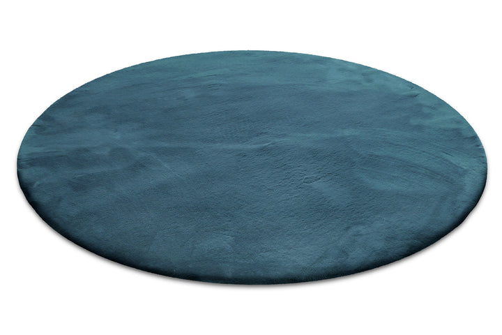 Anna Teppich petrol Hochflor rund