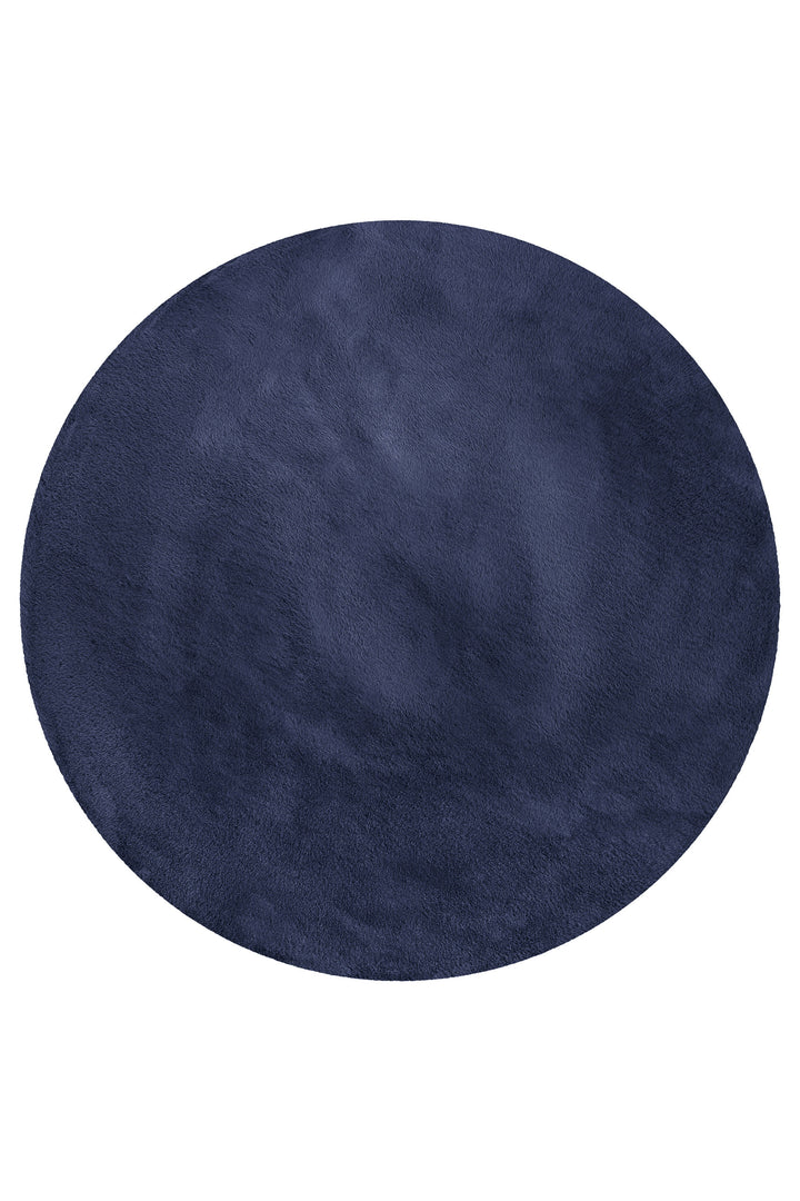 Anna Teppich dunkelblau Hochflor rund