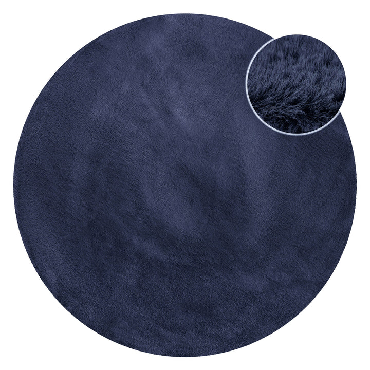 Anna Teppich dunkelblau Hochflor rund