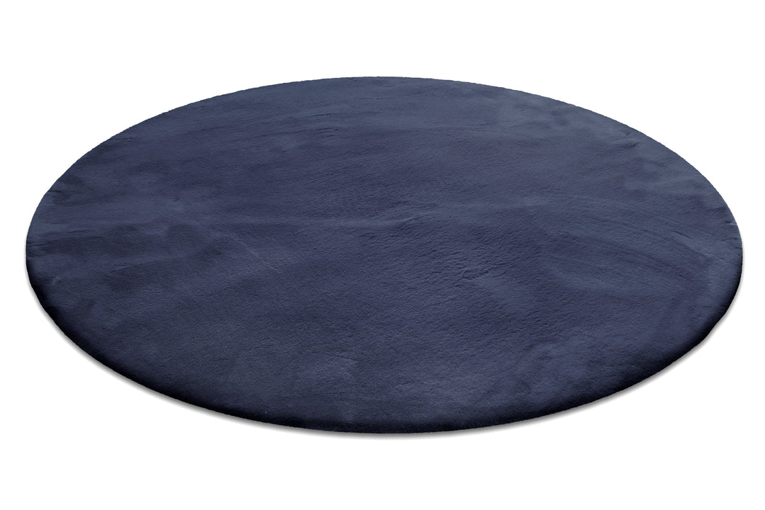 Anna Teppich dunkelblau Hochflor rund