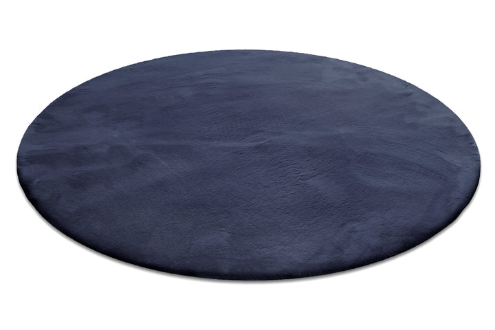 Anna Teppich dunkelblau Hochflor rund
