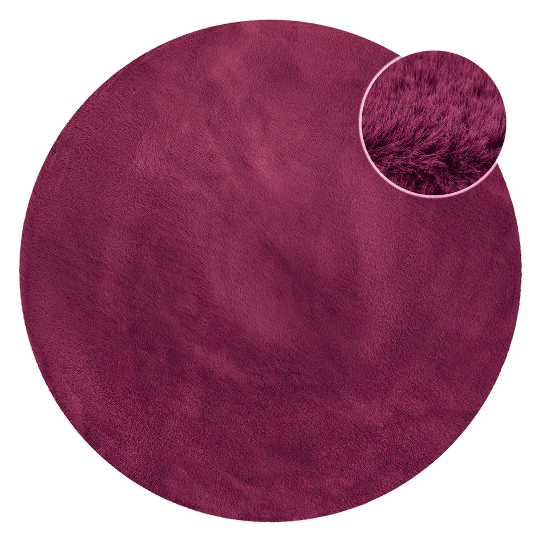 Anna Teppich violett Hochflor rund