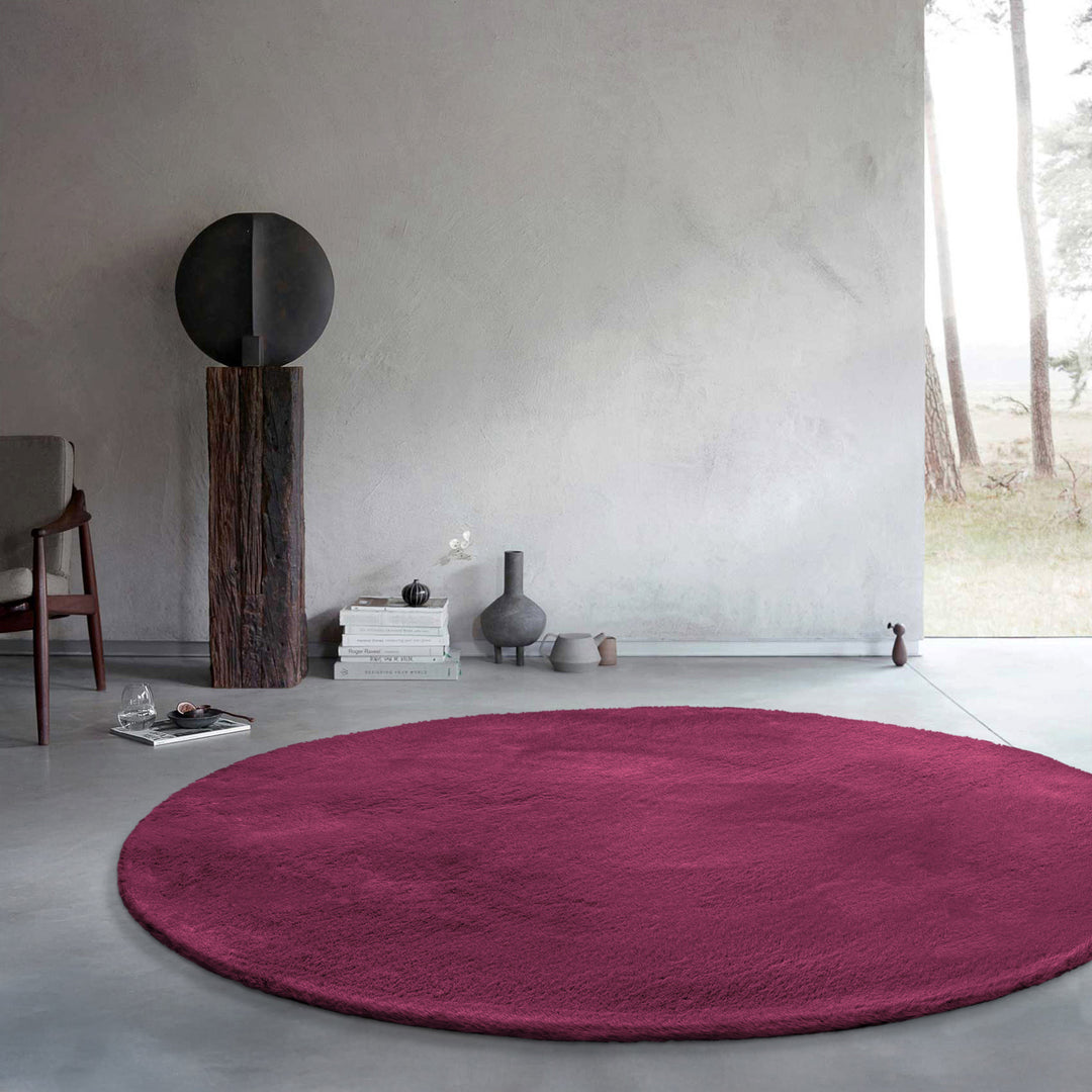 Kunstfell Teppich Rund Violett flauschig und weich "Anna" WECONhome Basics