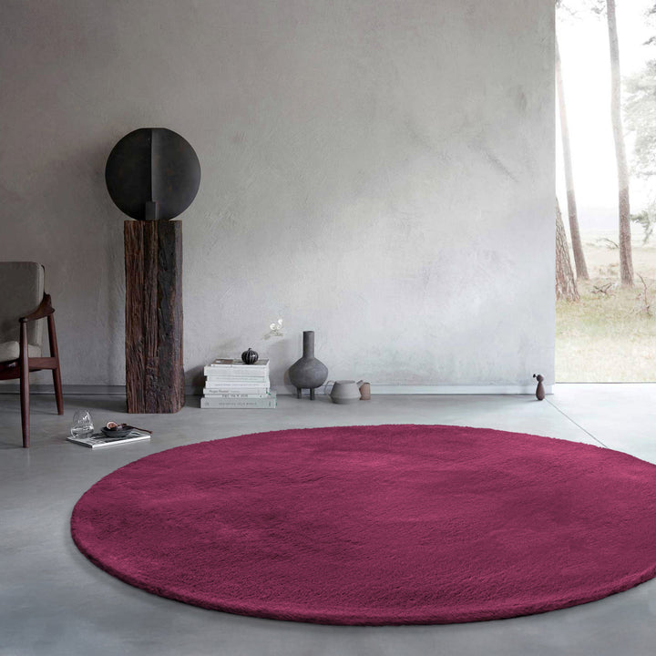 Kunstfell Teppich Rund Violett flauschig und weich "Anna" WECONhome Basics