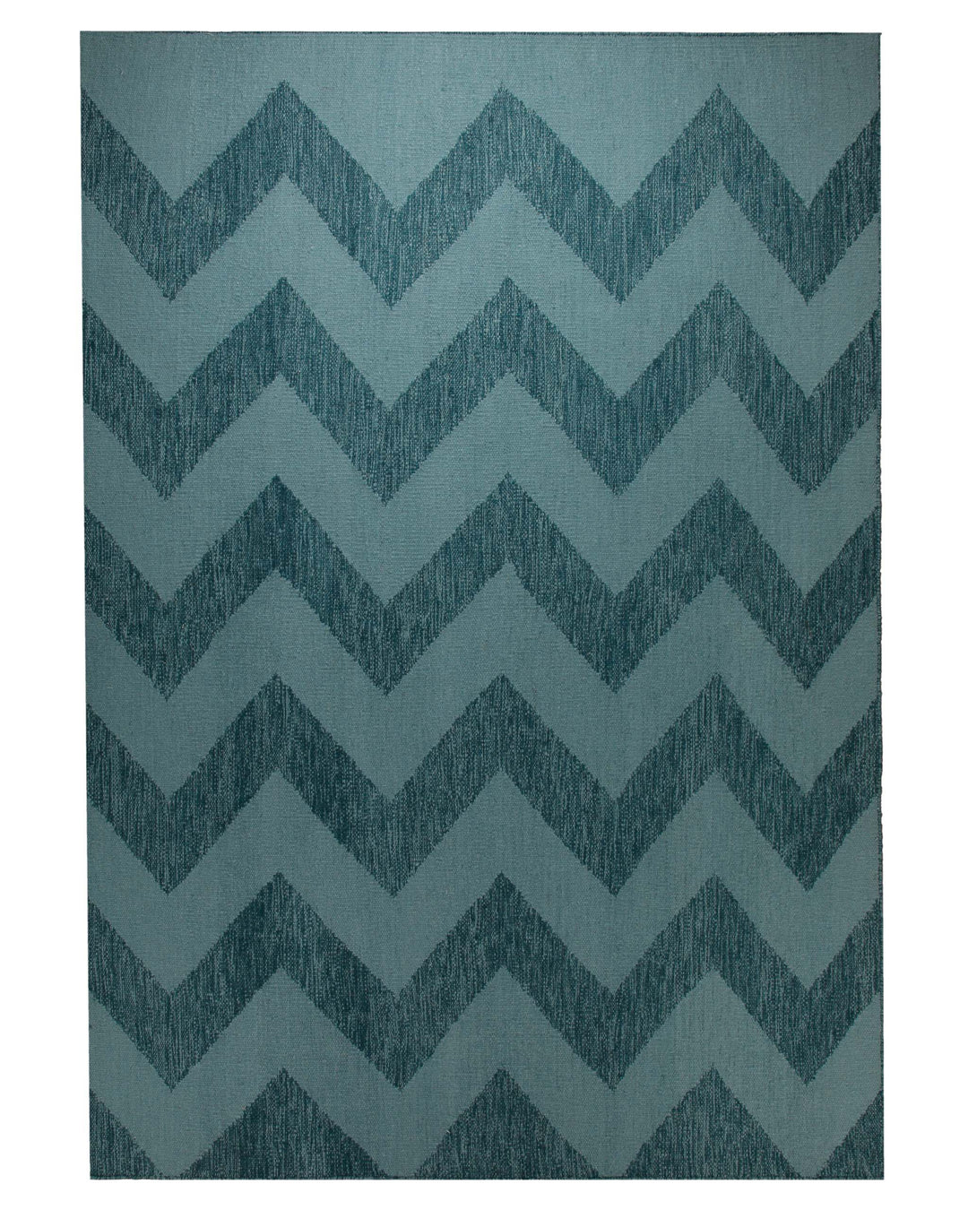 Handwebteppich Wolle Chevron petrol 160x230 cm – Produktfoto auf weißem Hintergrund