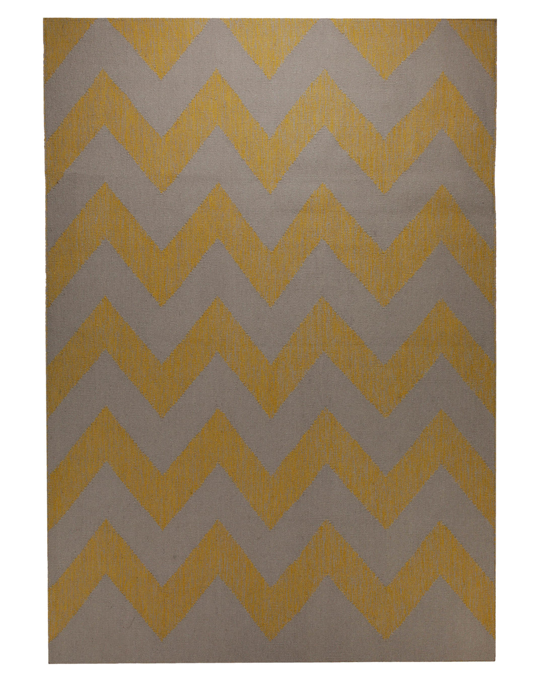 Handwebteppich Wolle Chevron gelb grau 160x230 cm – Gesamtansicht freigestellt