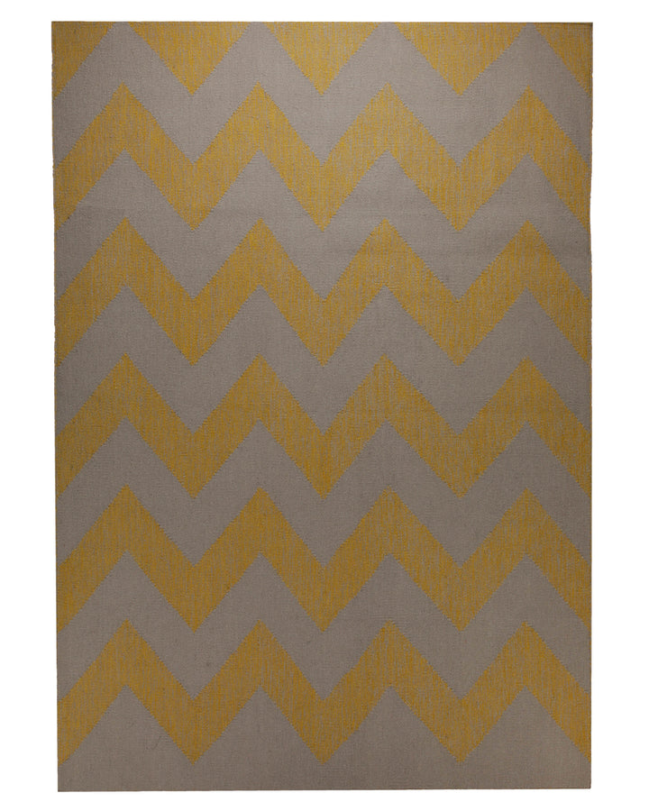 Handwebteppich Wolle Chevron gelb grau 160x230 cm – Gesamtansicht freigestellt
