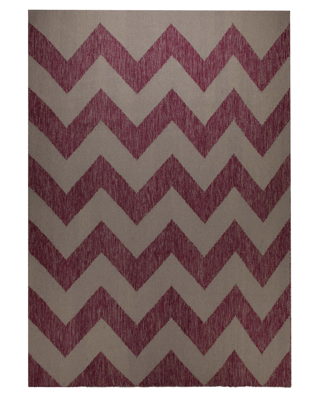 Handwebteppich Wolle Chevron magenta natur 160x230 cm – Freigestellte Ansicht von oben