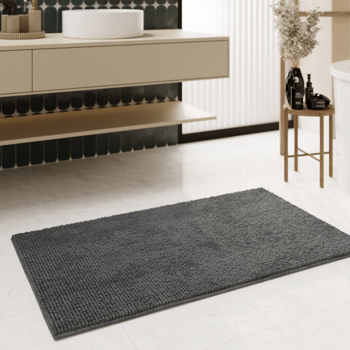 Balu Badteppich grau anthrazit Kurzflor rechteckig
