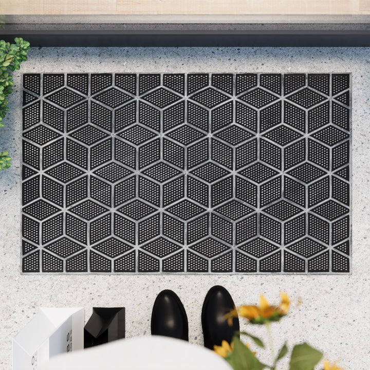 Bossa Groove Fußmatte silber grau Kurzflor rechteckig