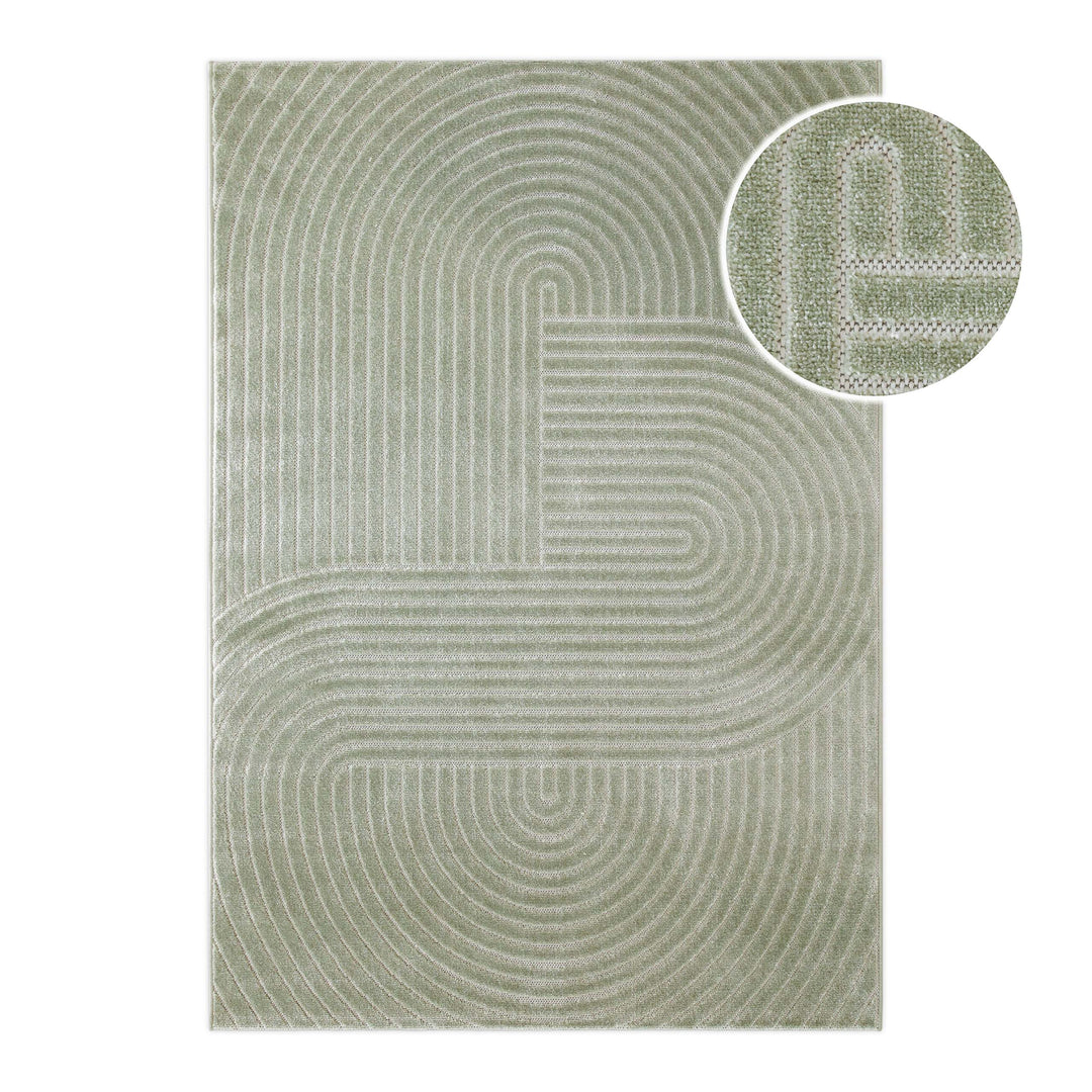 Bacalar Outdoor salbei grün Kurzflor rechteckig