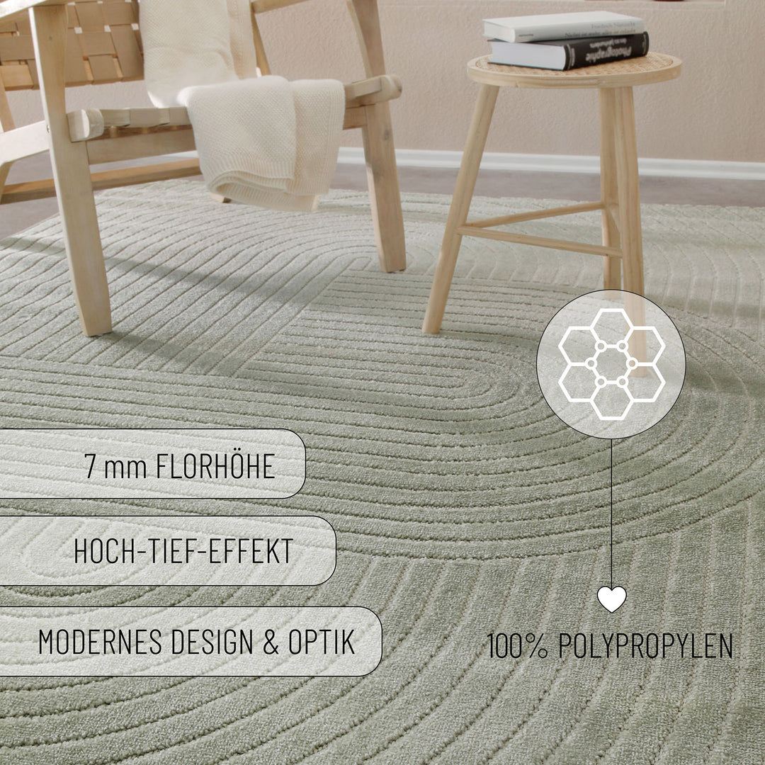 Bacalar Outdoor salbei grün Kurzflor rechteckig