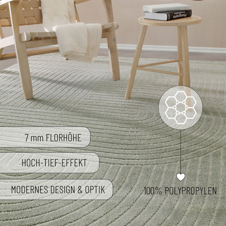 Bacalar Outdoor salbei grün Kurzflor rechteckig