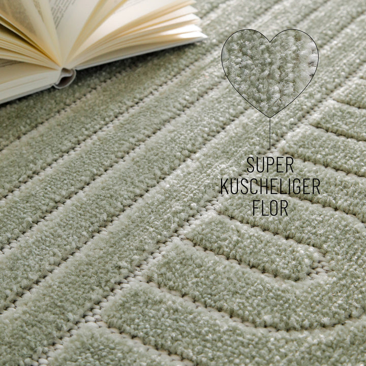 Bacalar Outdoor salbei grün Kurzflor rechteckig