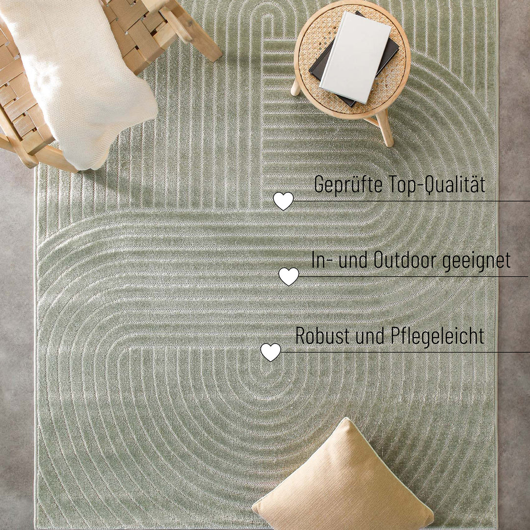 Bacalar Outdoor salbei grün Kurzflor rechteckig