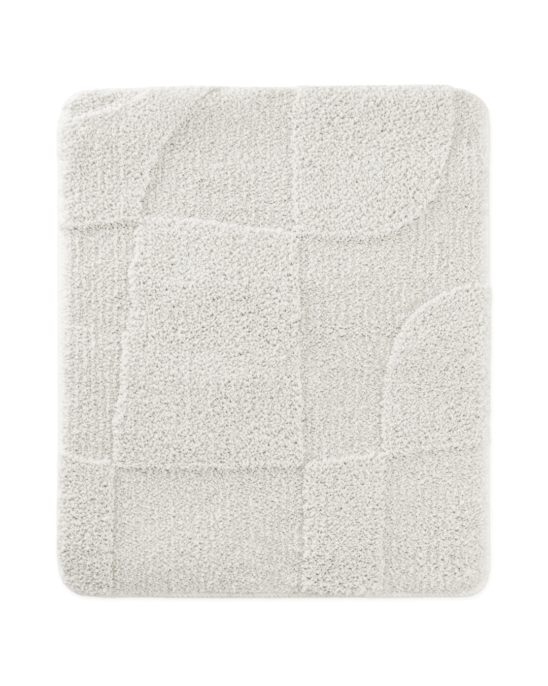 Badteppich Davie Weiß rechteckig 55x65 cm, Draufsicht auf Matte mit eingeprägtem Linienmuster auf hellem Hintergrund