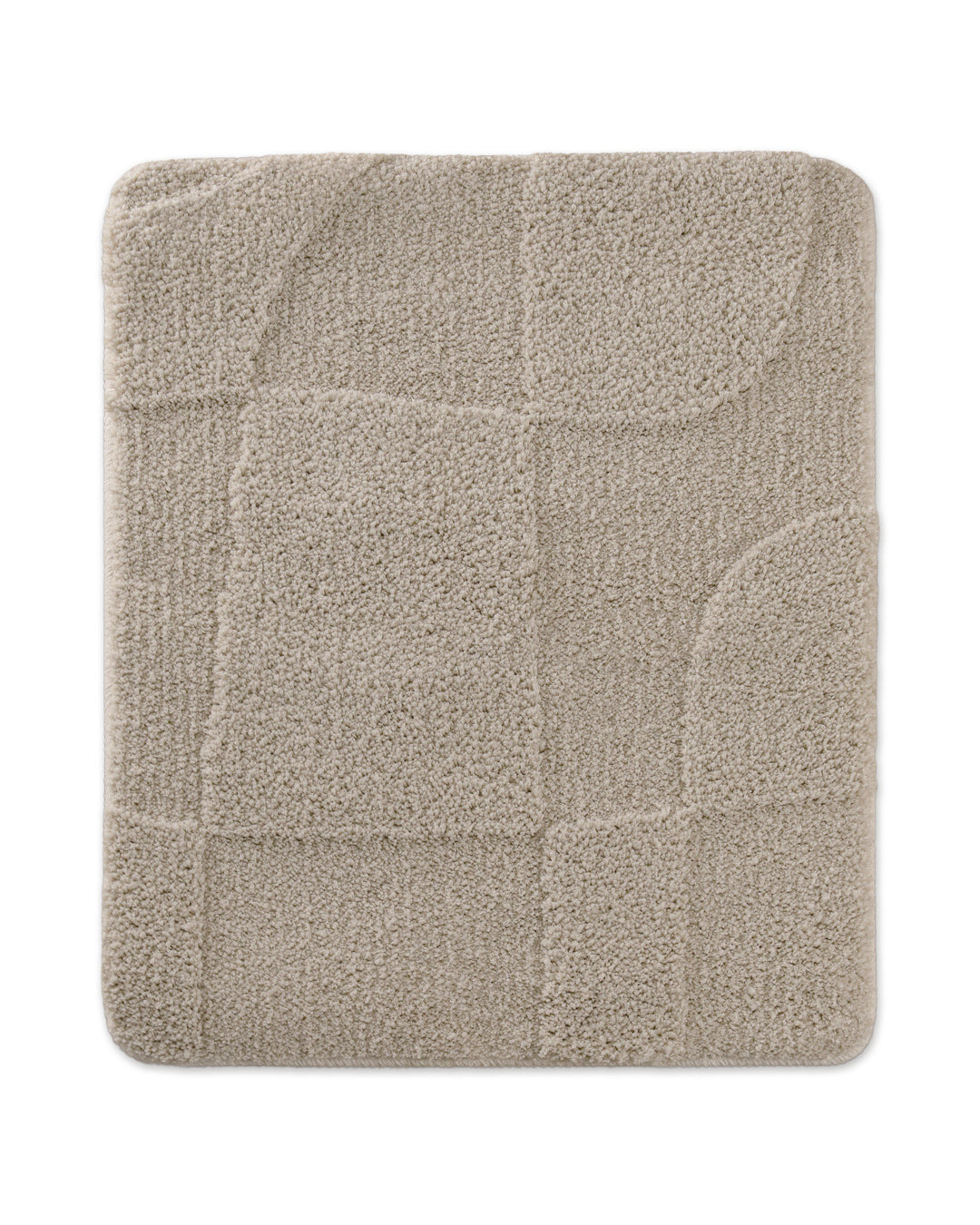 Badteppich Davie Grau rechteckig 55x65 cm, Draufsicht auf Matte mit eingeprägtem Linienmuster auf hellem Hintergrund