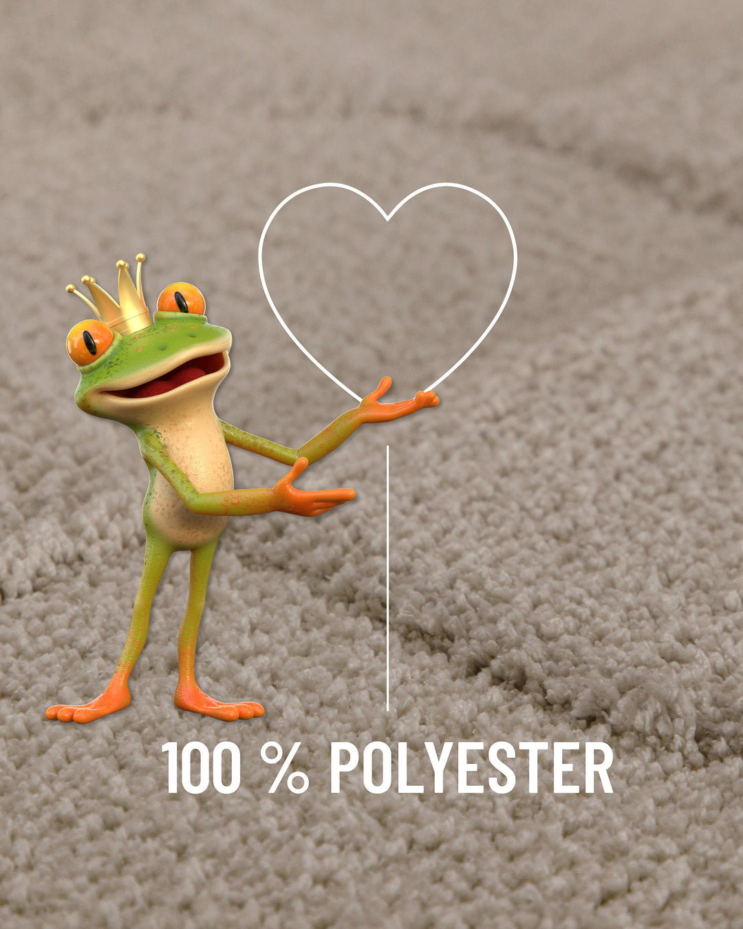 Badteppich Davie Grau Detailaufnahme Flor mit Einblendung Materialhinweis 100 Prozent Polyester