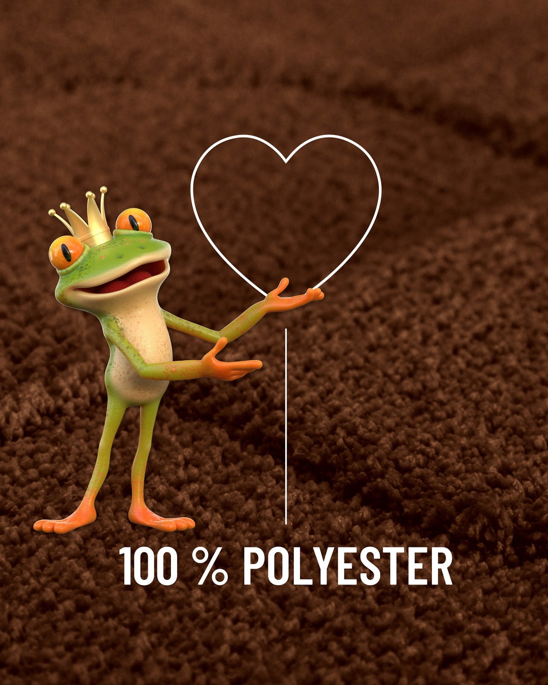 Badteppich Davie Braun Detailaufnahme Flor mit Einblendung Materialhinweis 100 Prozent Polyester