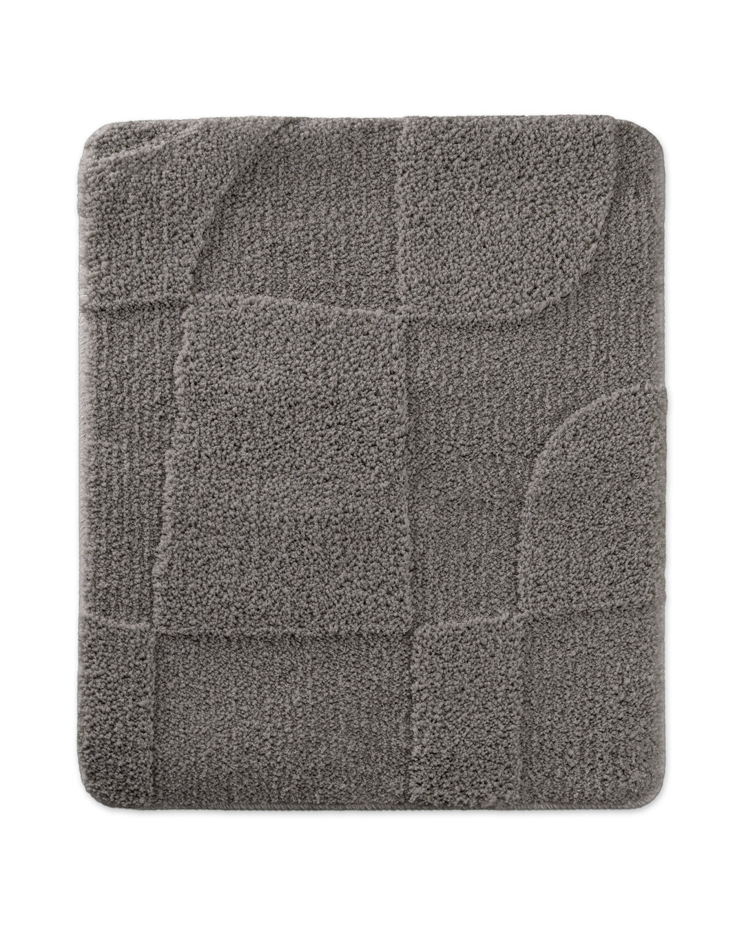 Badteppich Davie Basalt Grau rechteckig 55x65 cm, Draufsicht auf Matte mit eingeprägtem Linienmuster auf hellem Hintergrund