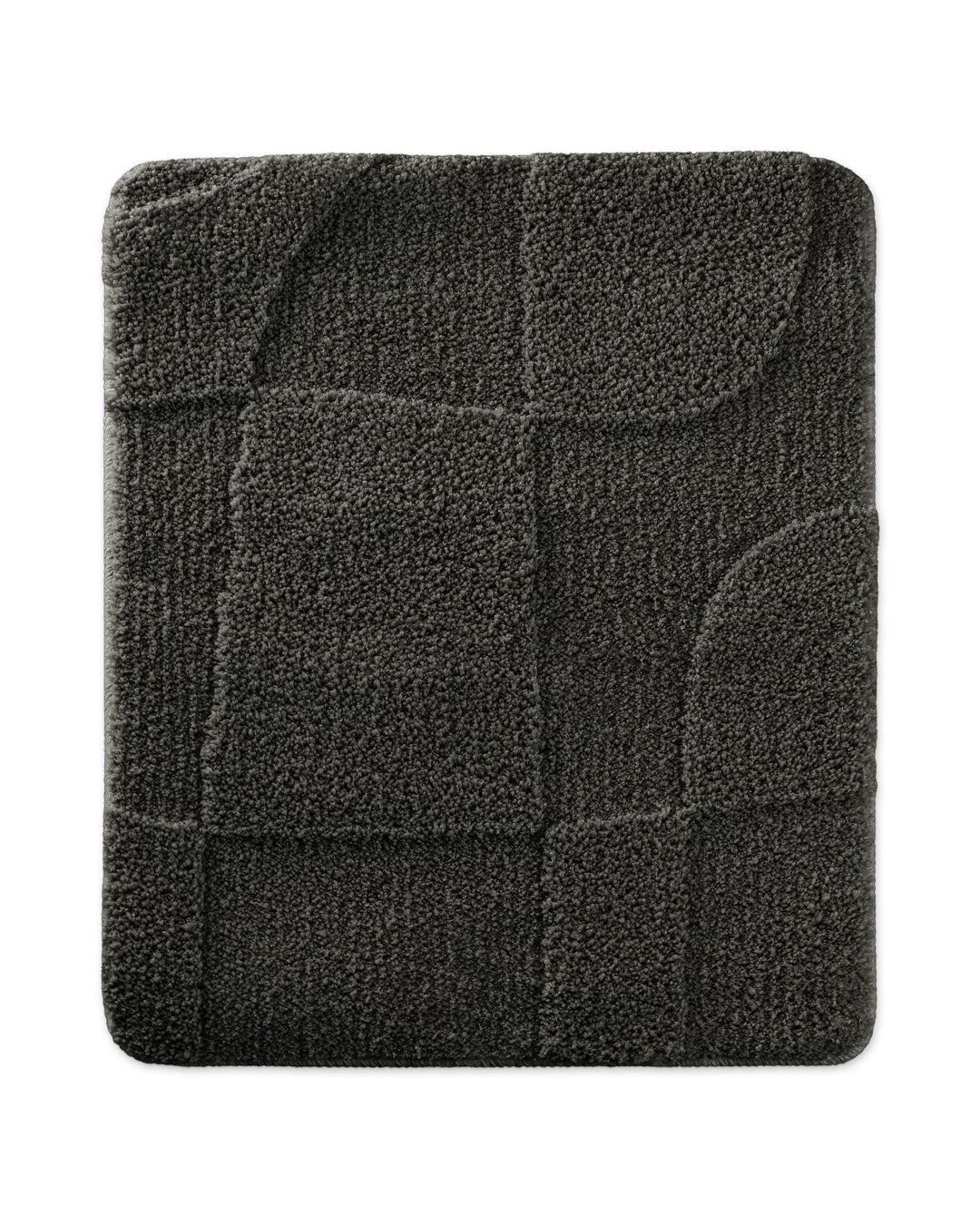 Badteppich Davie Anthrazit Grau rechteckig 55x65 cm, Draufsicht auf Matte mit eingeprägtem Linienmuster auf hellem Hintergrund