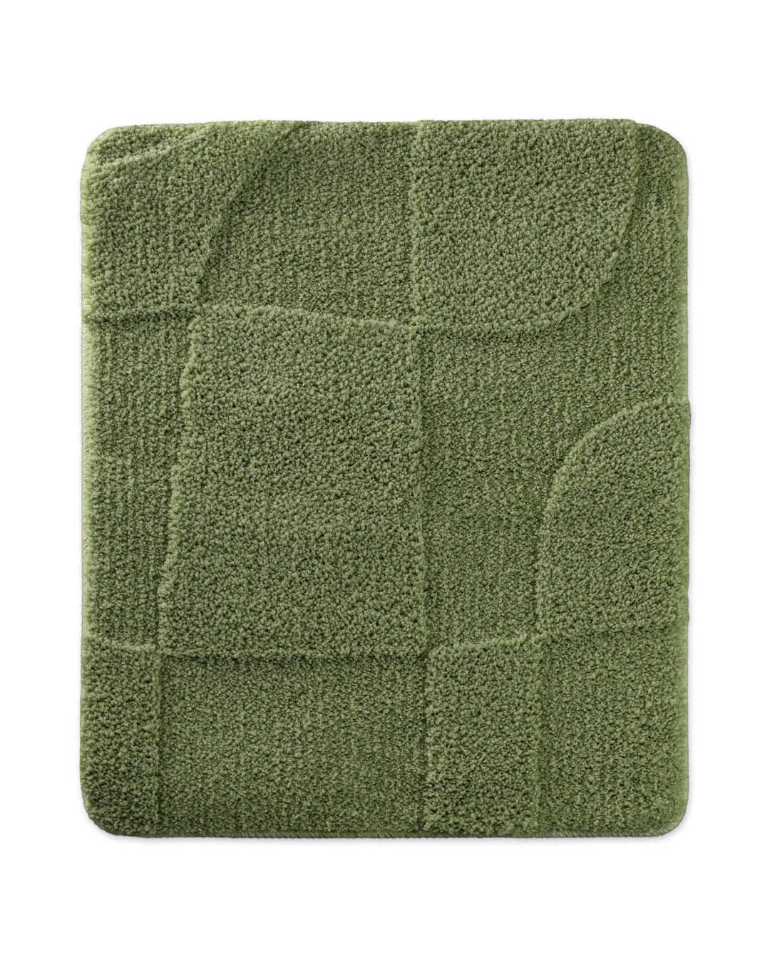 Badteppich Davie Reseda Grün rechteckig 55x65 cm, Draufsicht auf Matte mit eingeprägtem Linienmuster auf hellem Hintergrund