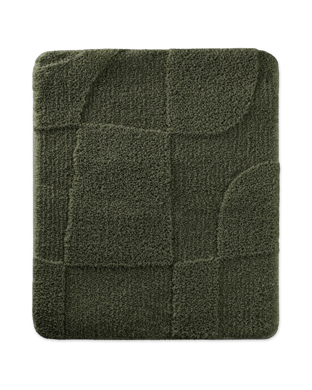 Badteppich Davie Kiefer Grün rechteckig 55x65 cm, Draufsicht auf Matte mit eingeprägtem Linienmuster auf hellem Hintergrund