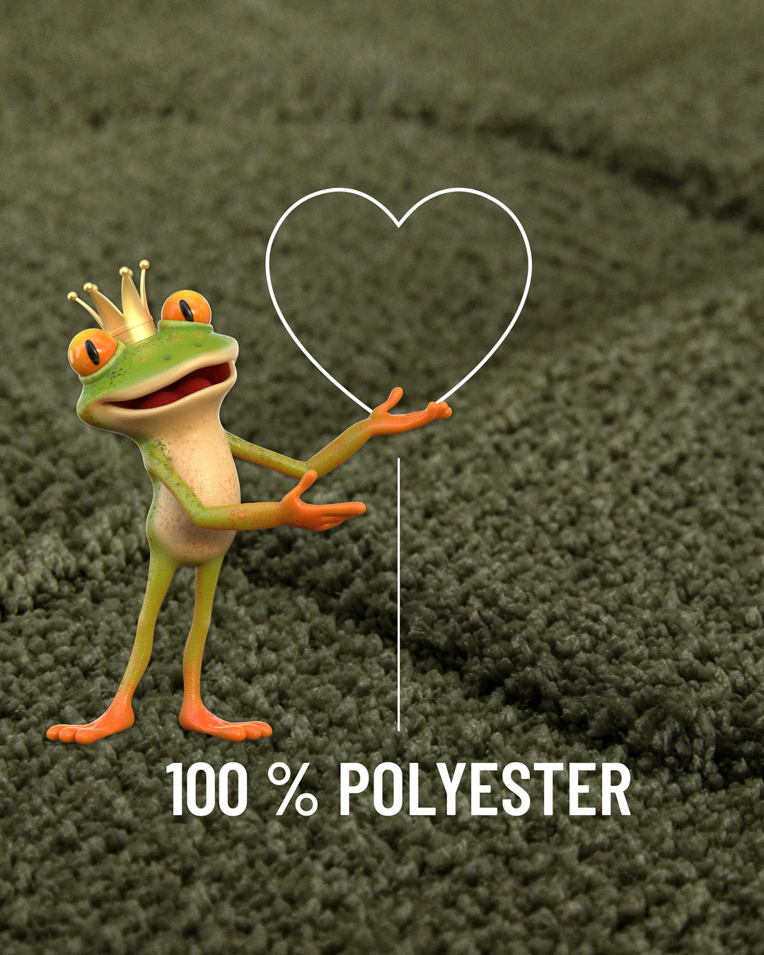 Badteppich Davie Kiefer Grün Detailaufnahme Flor mit Einblendung Materialhinweis 100 Prozent Polyester