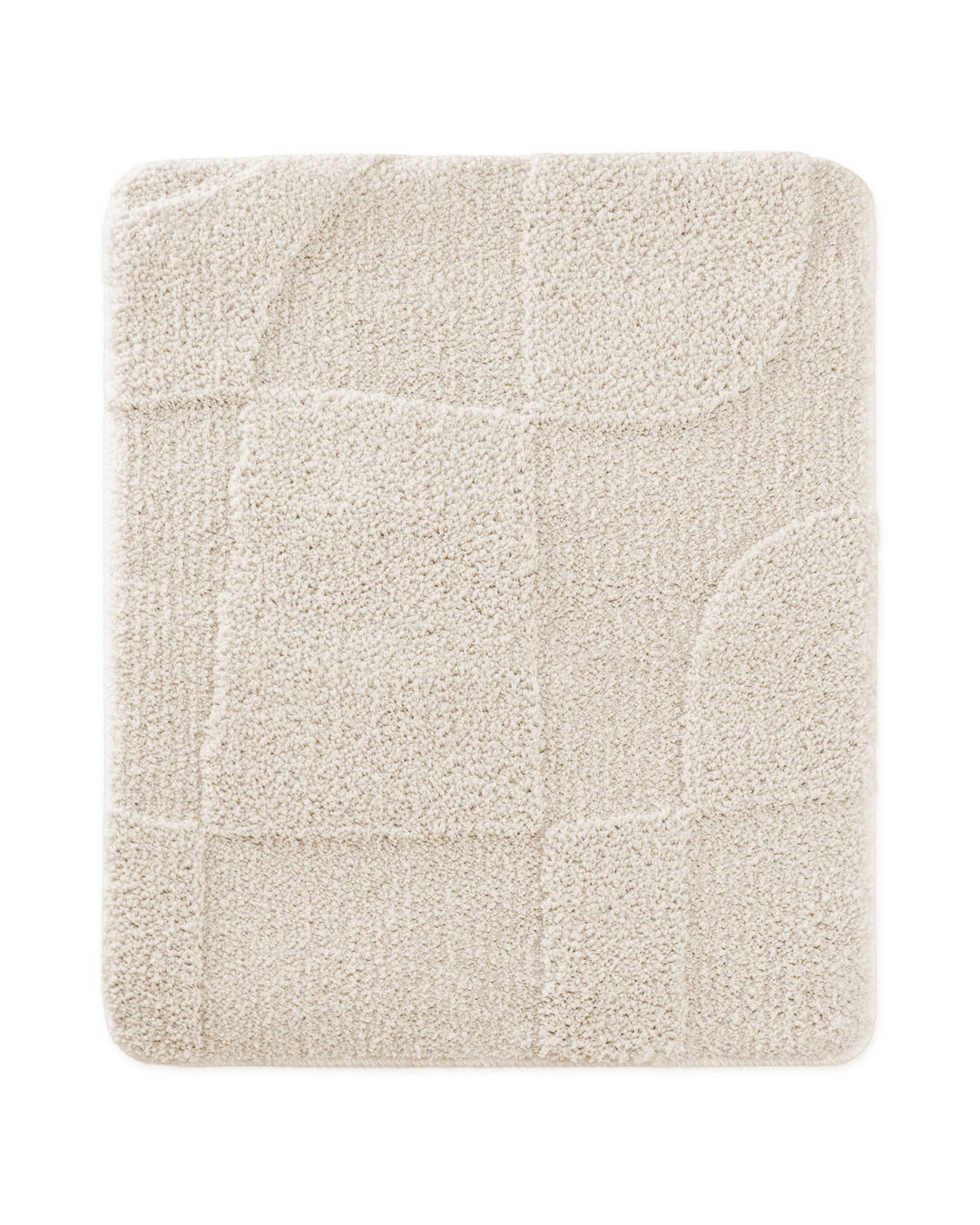 Badteppich Davie Creme Weiß rechteckig 55x65 cm, Draufsicht auf Matte mit eingeprägtem Linienmuster auf hellem Hintergrund