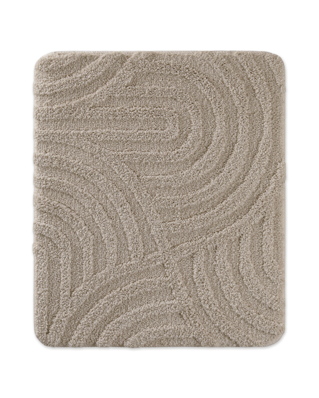 Badteppich Fiete Grau rechteckig 55x65 cm, Draufsicht auf Matte mit eingeprägtem Linienmuster auf hellem Hintergrund