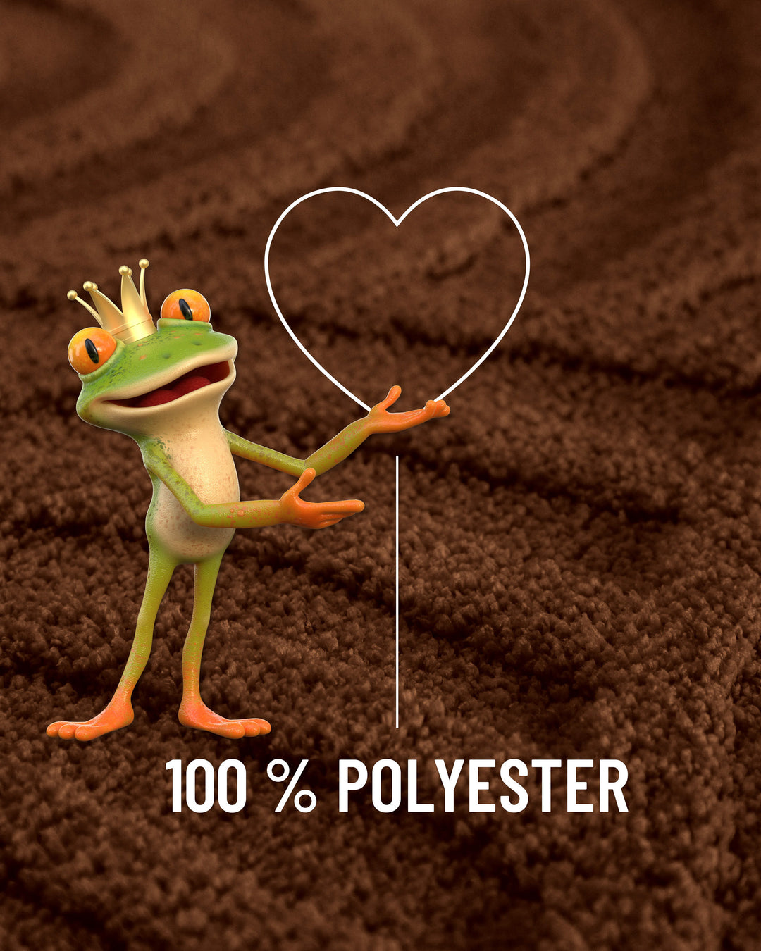 Badteppich Fiete Braun Detailaufnahme Flor mit Einblendung Materialhinweis 100 Prozent Polyester