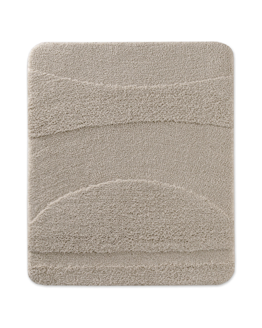 Badteppich Marc Grau rechteckig 55x65 cm, Draufsicht auf Matte mit eingeprägtem Linienmuster auf hellem Hintergrund