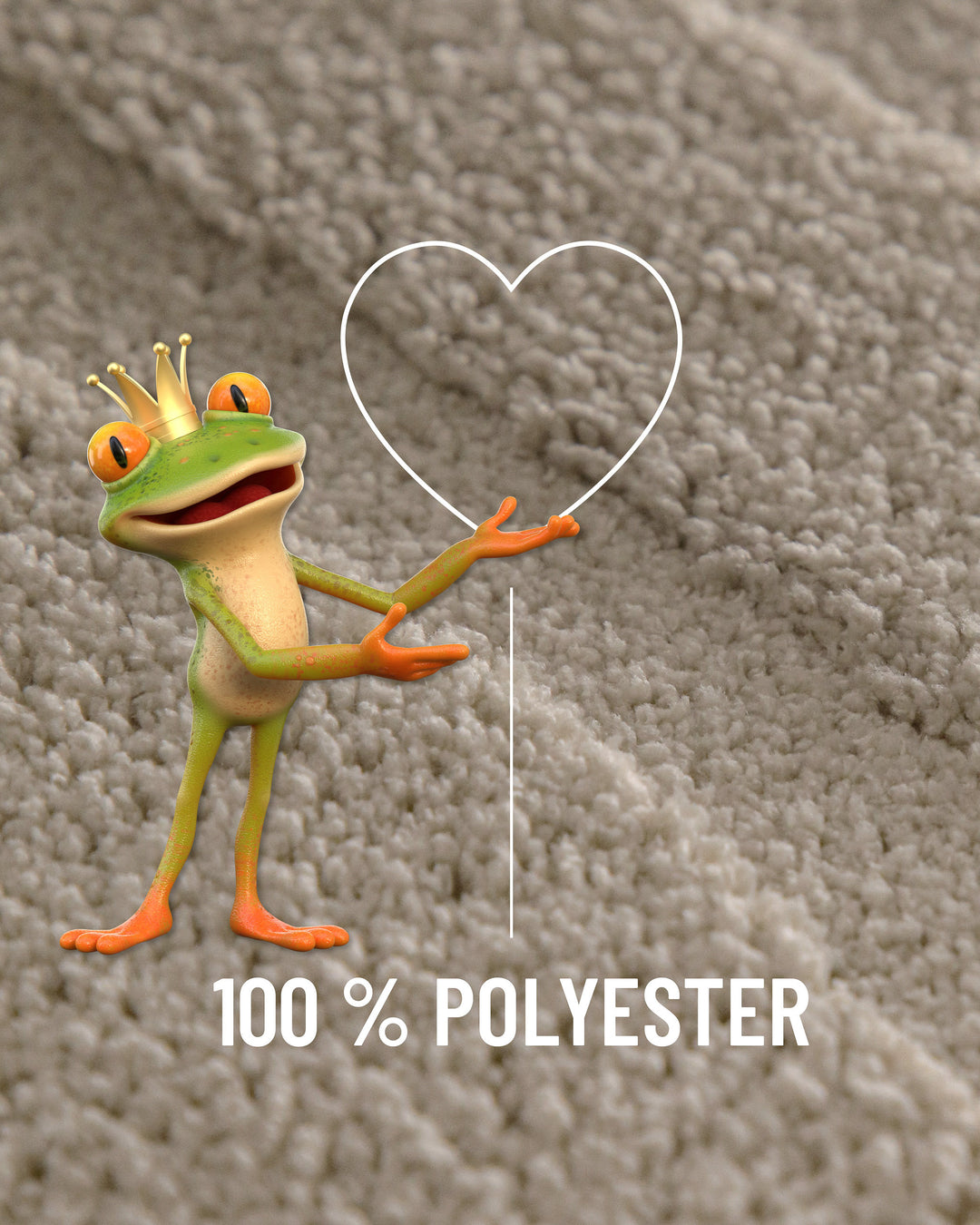 Badteppich Marc Grau Detailaufnahme Flor mit Einblendung Materialhinweis 100 Prozent Polyester