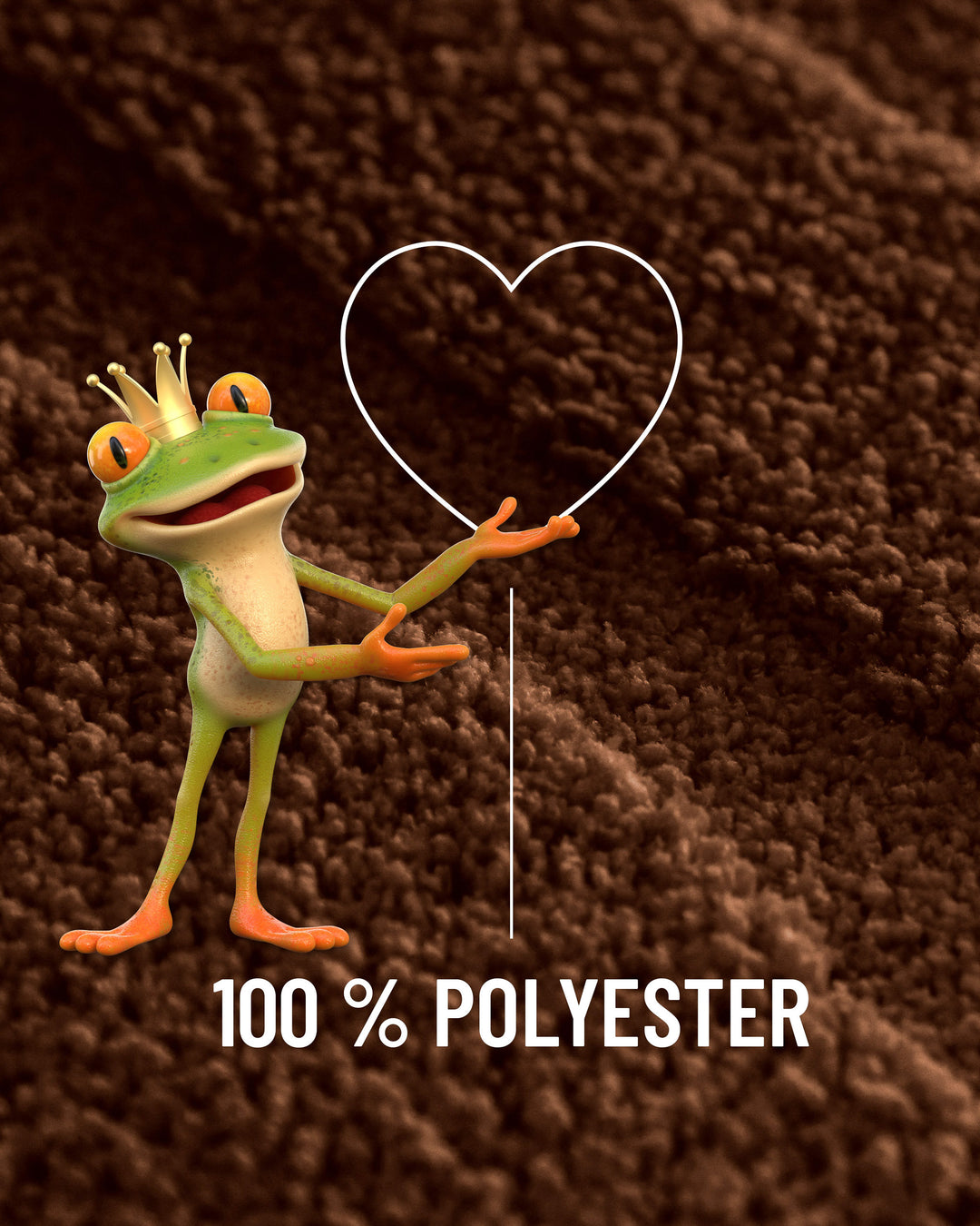 Badteppich Marc Braun Nahaufnahme des Flors mit eingeblendeter Materialangabe 100 Prozent Polyester