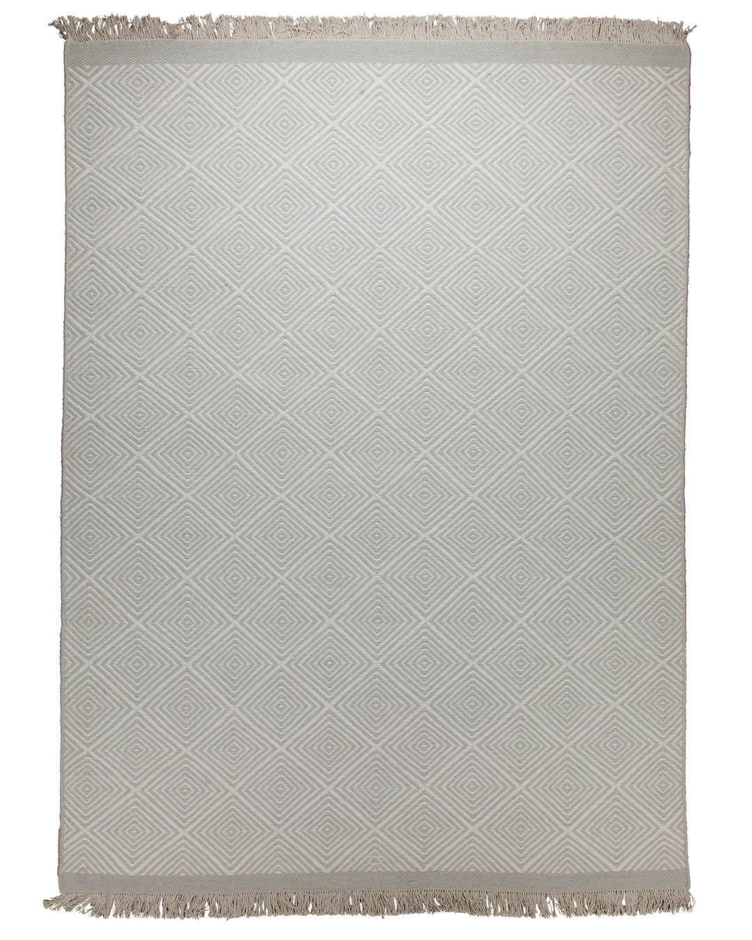 Handwebteppich Wolle Rautenmuster creme 160x230 cm – Produktfoto auf weißem Hintergrund